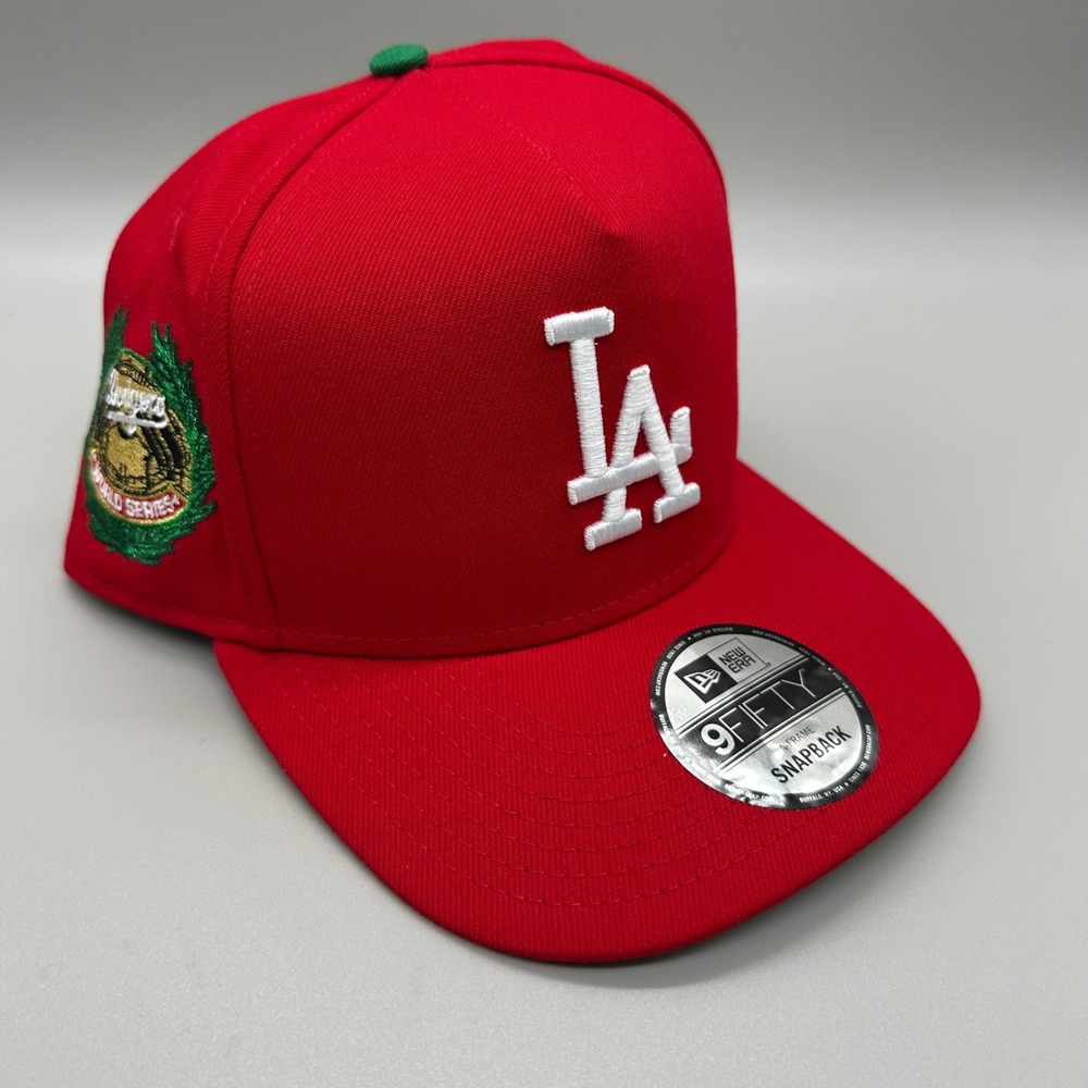 LA Dodgers New Era A-Frame 9FIFTY World Series Patch Red Snapback Hat NEW
